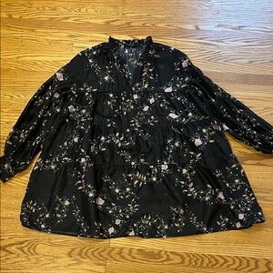 All Saints Black Floral Ruffle Dress